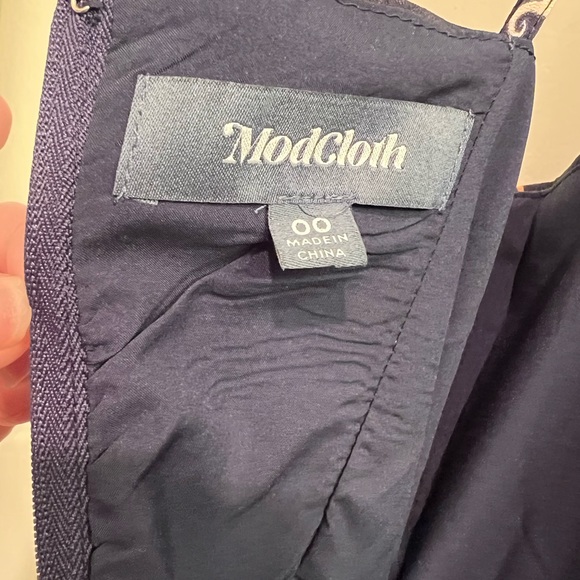 NWOT ModCloth Living Lightheartedly Navy Seahorse Pattern Sundress w/pockets 00 - Picture 4 of 6